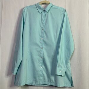 Foxcroft NYC Heritage Mint Green Fitted V-Neck Non-Iron Button Shirt